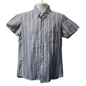 Far Afield Blue Striped Linen Short Sleeve Shirt